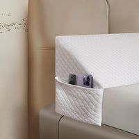 Wedge Pillow Headboard Pillow Wedge for Headboard Gap with 2 Side Large Pocket Bed Gap Filler (0-8") Headboard Wedge Pillow King Size(White 76"x10"x6")