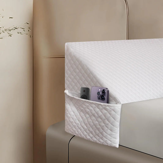 Wedge Pillow Headboard Pillow Wedge for Headboard Gap with 2 Side Large Pocket Bed Gap Filler (0-8") Headboard Wedge Pillow King Size(White 76"x10"x6")