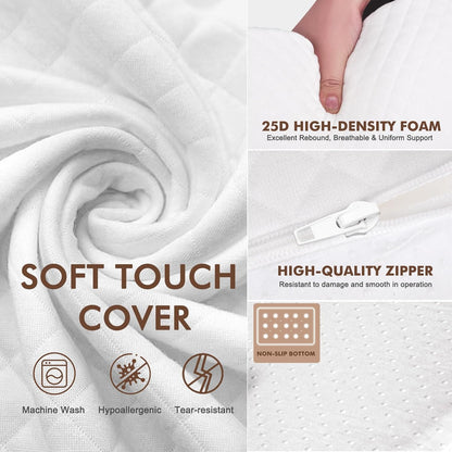 Wedge Pillow Headboard Pillow Wedge for Headboard Gap with 2 Side Large Pocket Bed Gap Filler (0-8") Headboard Wedge Pillow King Size(White 76"x10"x6")